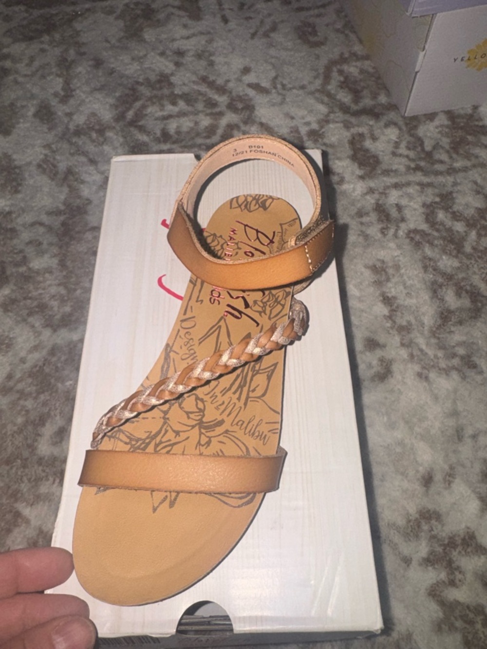 Kids Braided Strap Tan Sandal with Ankle Closure